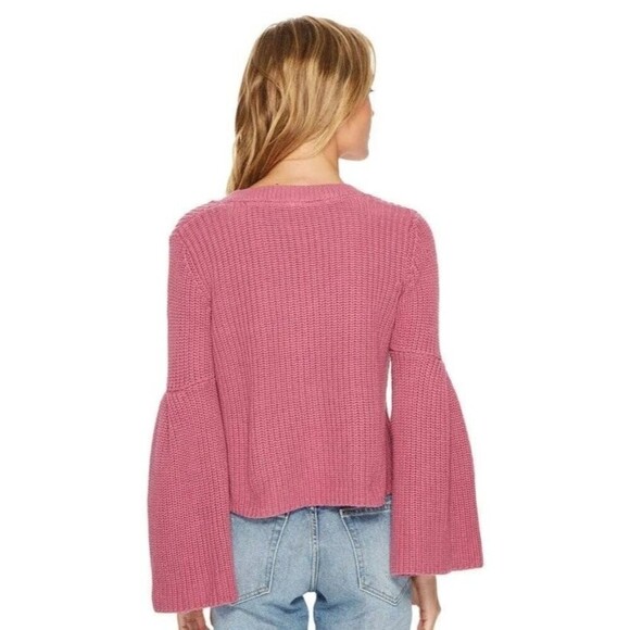 Free People Cropped Sweater Knit Bell Sleeve V Neck Size S - Picture 3 of 7
